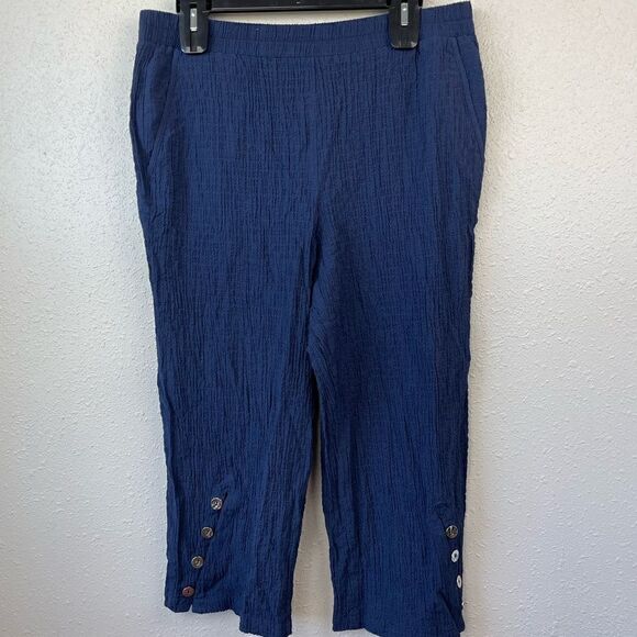 NWT JM Collection Navy Blue Capri Pants Size M - Picture 1 of 7